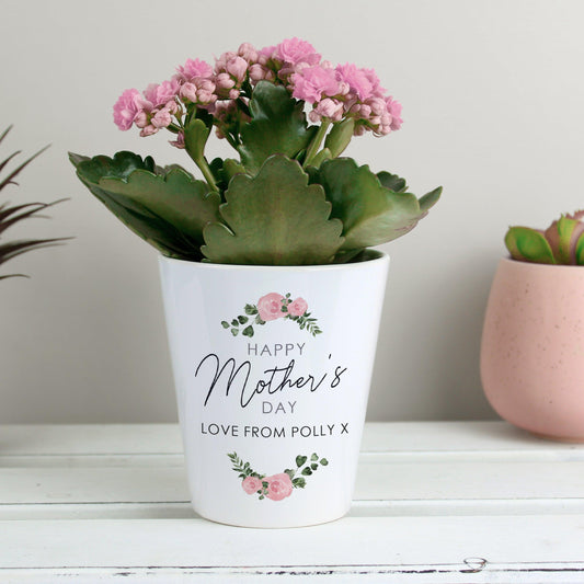 Personalised Abstract Rose Happy Mothers Day Plant Pot Gift - Home Inspired Gifts