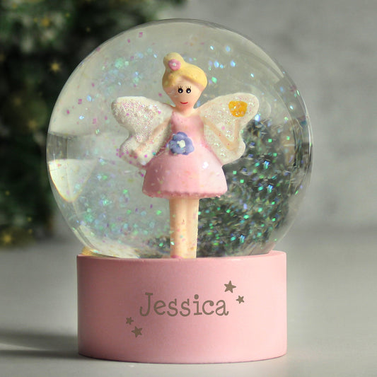 Personalised Fairy Name Pink Glitter Snow Globe - Water Ball - Home Inspired Gifts