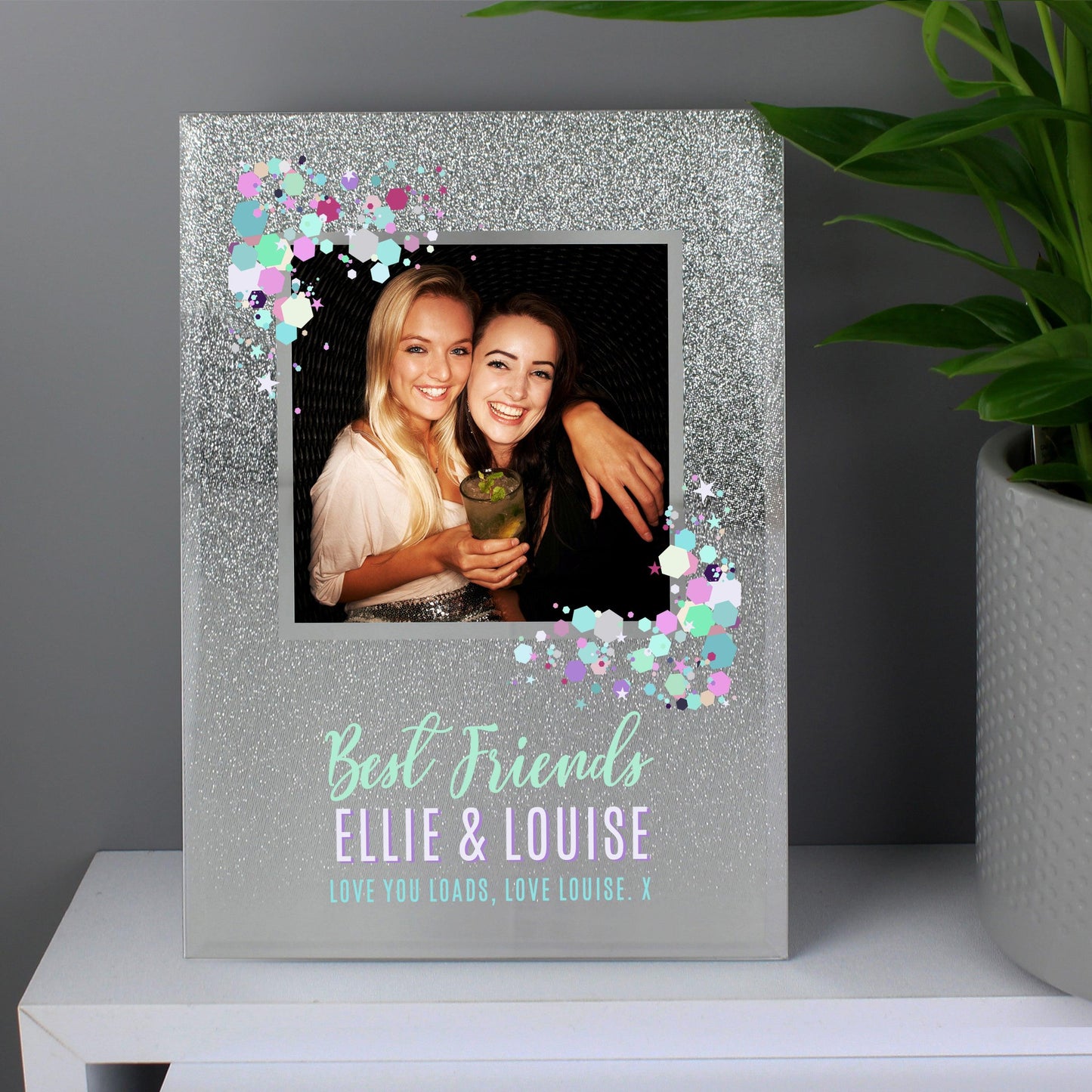 Personalised Festival Style 4x4 Glitter Glass Photo Frame - Home Inspired Gifts