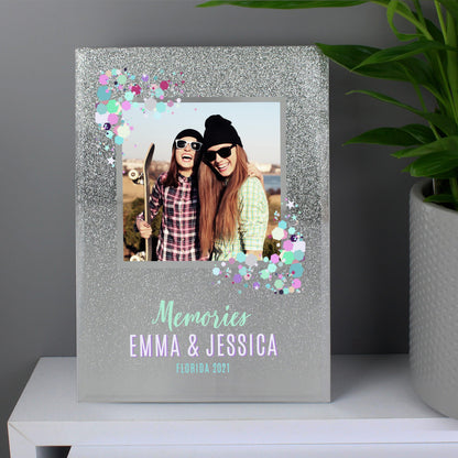 Personalised Festival Style 4x4 Glitter Glass Photo Frame - Home Inspired Gifts
