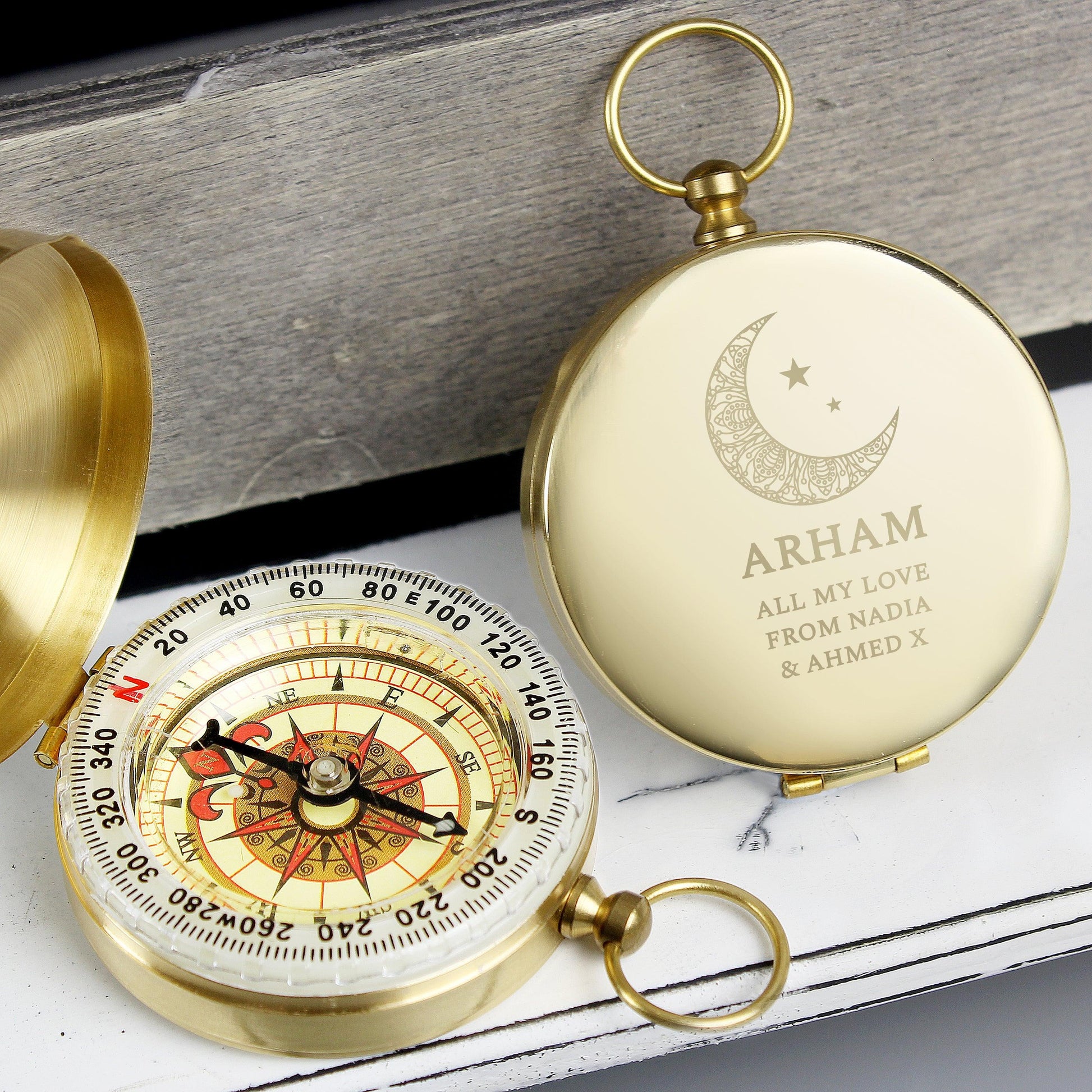 Personalised Gold Eid Keepsake Compass Keepsake Gift - Home Inspired Gifts