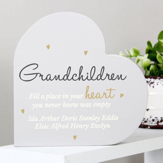 Personalised Grandchildren Free Standing Heart Plaque Ornament - Home Inspired Gifts
