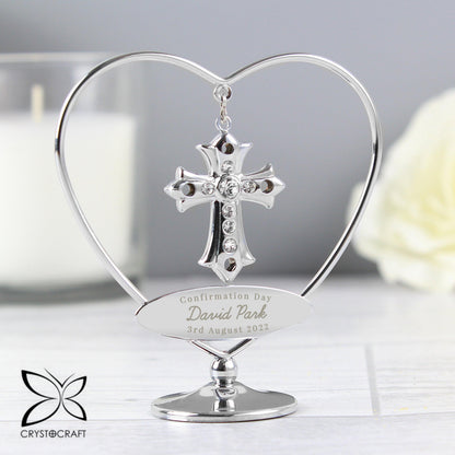 Personalised Message Crystocraft Cross Silver Ornament - Home Inspired Gifts