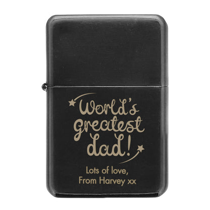 Personalised Message 'World's Greatest Dad' Black Lighter Gift - Home Inspired Gifts