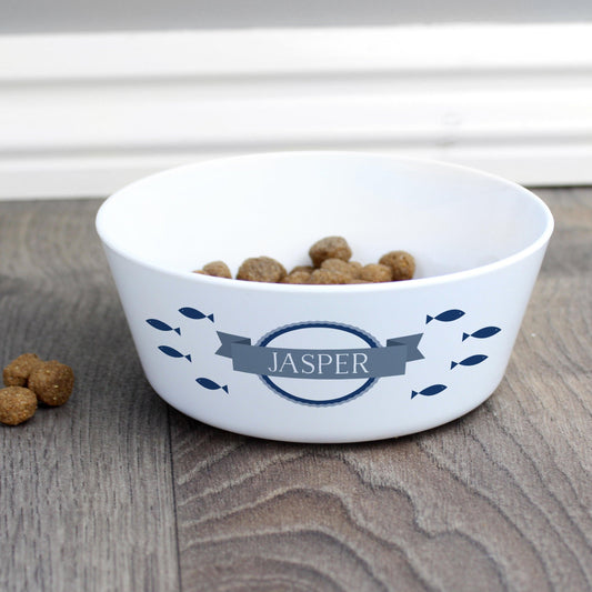 Personalised Name 12cm Fish Design Pet Cat Food Water Bowl - Home Inspired Gifts