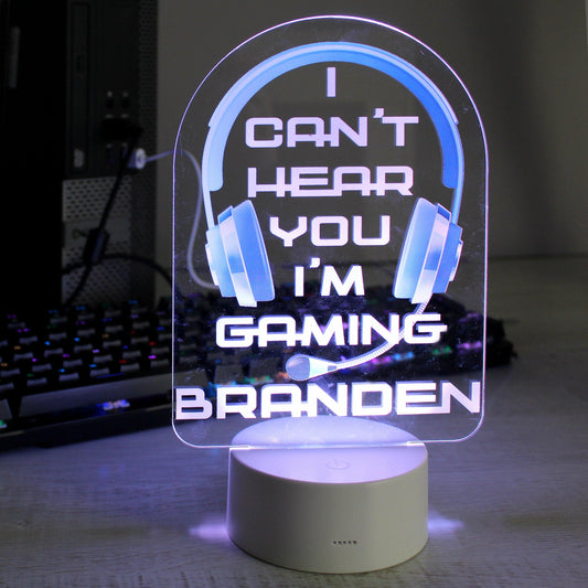 Personalised Name Blue Gaming LED 7 Colour Changing Night Light - Home Inspired Gifts