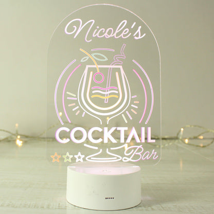 Personalised Name Cocktail LED 7 Colour Changing Night Light Lamp - Home Inspired Gifts