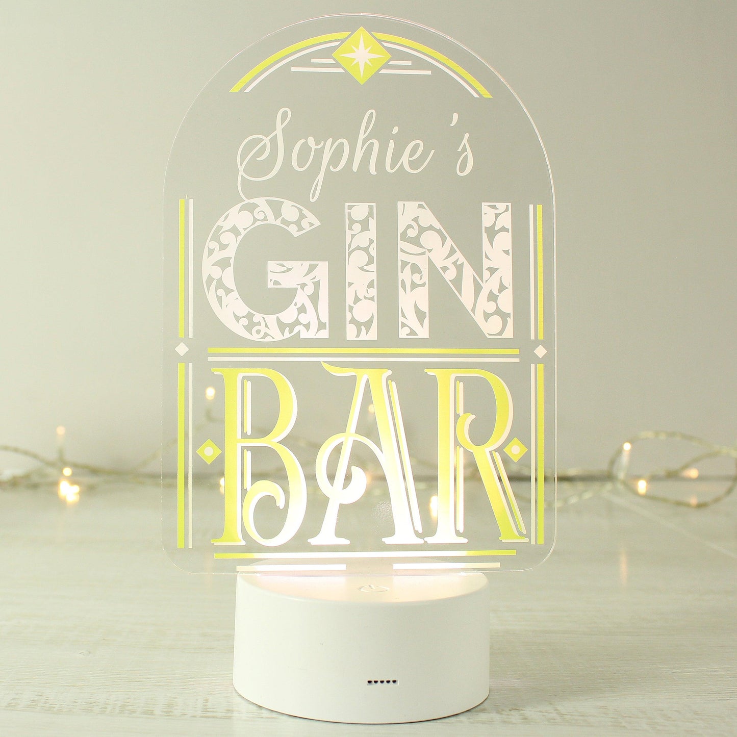 Personalised Name Gin Bar LED 7 Colour Changing Night Light Lamp - Home Inspired Gifts