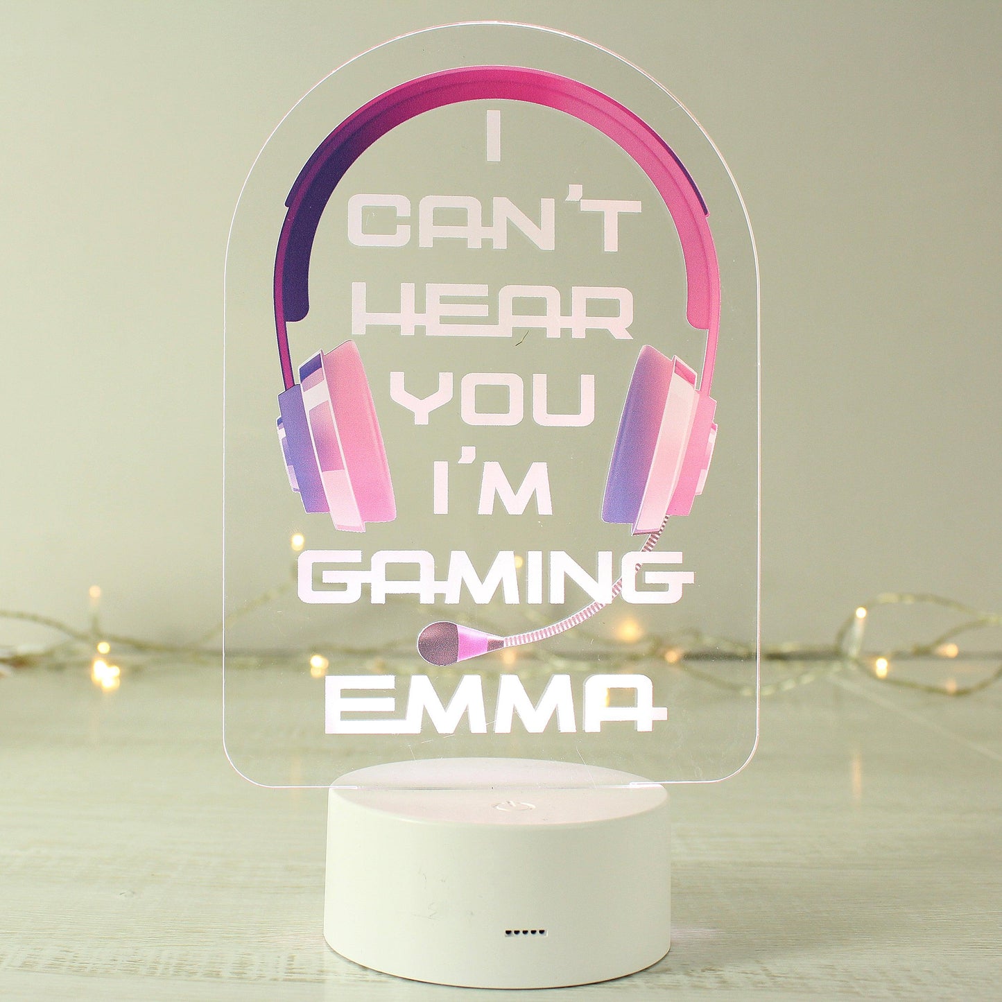 Personalised Name Pink Gaming LED 7 Colour Changing Night Light - Home Inspired Gifts