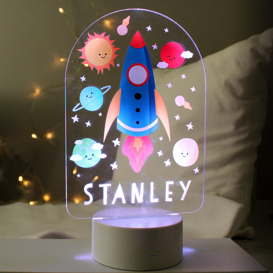 Personalised Name Space Rocket LED 7 Colour Changing Night Light - Home Inspired Gifts