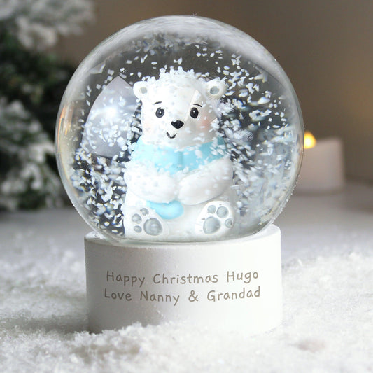 Personalised Message Polar Bear Snow Globe - Water Ball - Home Inspired Gifts