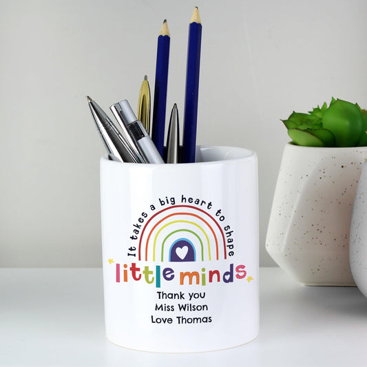 Personalised Shape Little Minds Rainbow Ceramic Storage Pot Gift - Home Inspired Gifts