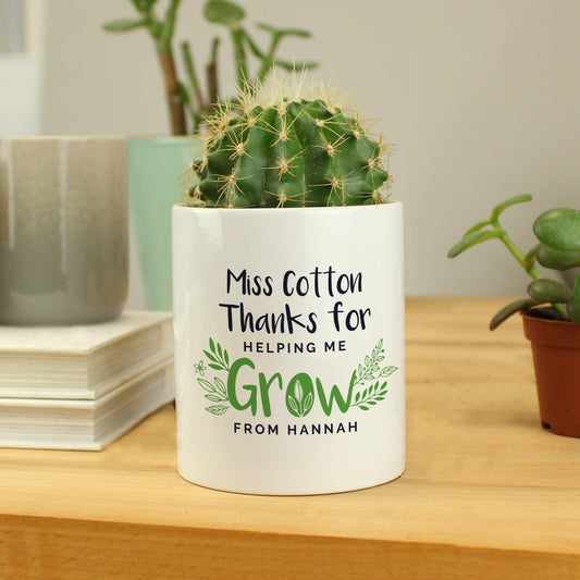 Personalised Thanks For Helping Me Grow Ceramic Storage Pot Gift - Home Inspired Gifts