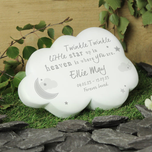Personalised Twinkle Twinkle Little Star Memorial Cloud Graveside Plaque - Home Inspired Gifts