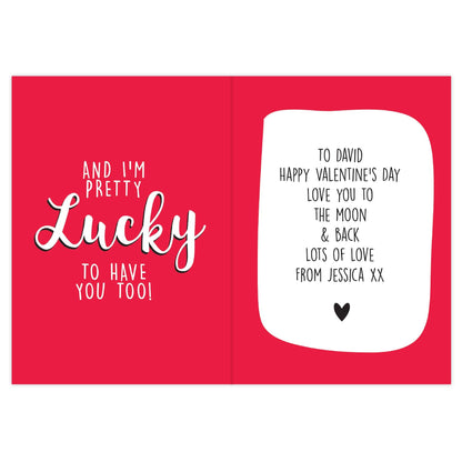 Personalised You're One Lucky Guy Valentines Greeting Card - Home Inspired Gifts
