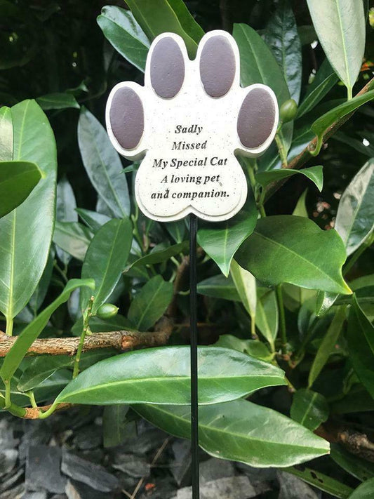 Pet Cat Paw Graveside Remembrance Spike Memorial Plaque - Home Inspired Gifts