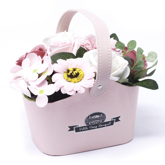 Petite Scented Soap Peaceful Pinks Flower Bouquet in Basket - Bath Spa Gift - Kporium Home & Garden