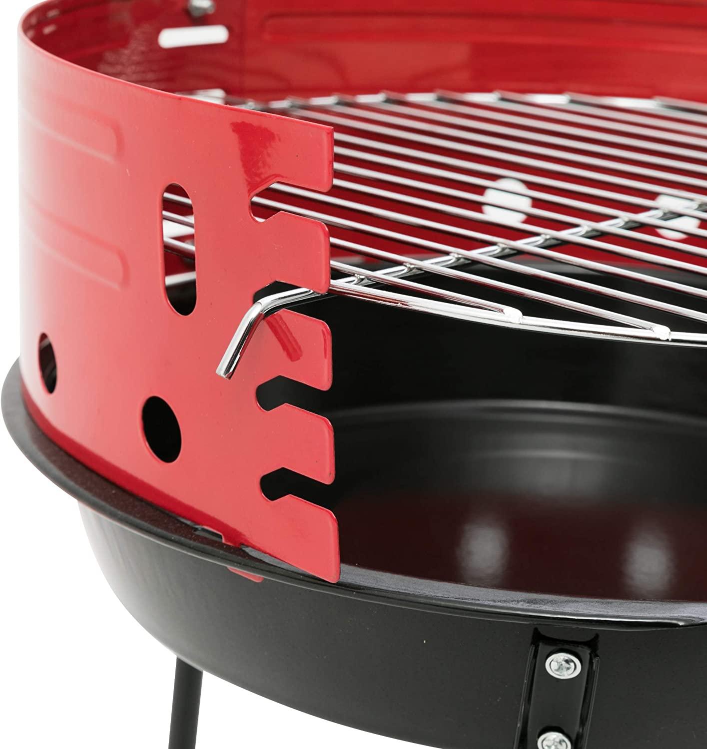 Portable Charcoal Barbecue BBQ 36cm 14inch - Red Black - Home Inspired Gifts