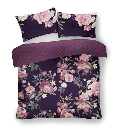 Purple Floral Duvet Cover Polycotton Bedding Quilt Set - Home Inspired Gifts