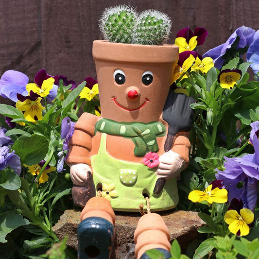 Quirky Terracotta Pot Man Planter Garden Patio Decor - Home Inspired Gifts