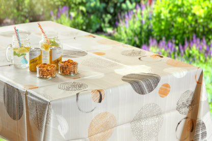 Rectangle Vinyl Plastic Wipe Clean Tablecloth - Circles - Home Inspired Gifts