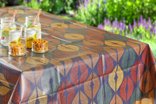 Rectangle Vinyl Plastic Wipe Clean Tablecloth - Royal Leaf - Home Inspired Gifts