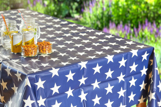 Rectangle Vinyl Plastic Wipe Clean Tablecloth - Stars - Home Inspired Gifts