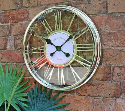 Large Metallic Silver Cut Out Wall Clock 45cm - Home Inspired Gifts