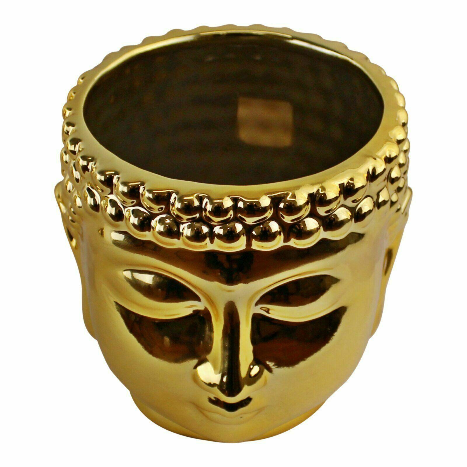 Gold Ceramic Buddha Head Planter Pot 12cm - Home Inspired Gifts