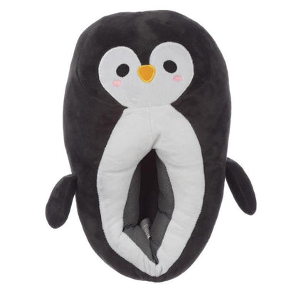 Cute Black White Penguin Unisex One Size Pair of Plush Warm Slippers - Kporium Home & Garden