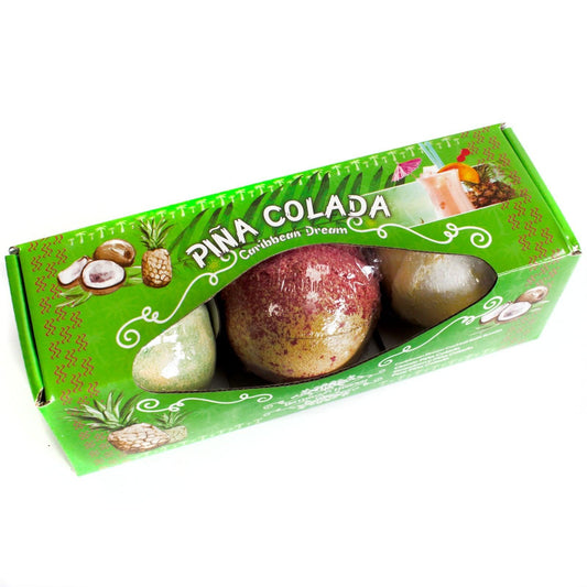 Set of Three Piña Colada Cocktail Scented Bath Bombs Gift Set 120g - Home Inspired Gifts