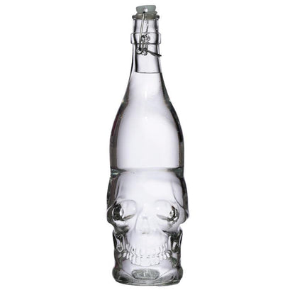 Skull Shaped Clear Glass Water Bottle 1L - Skulls & Roses Gift Box - Kporium Home & Garden