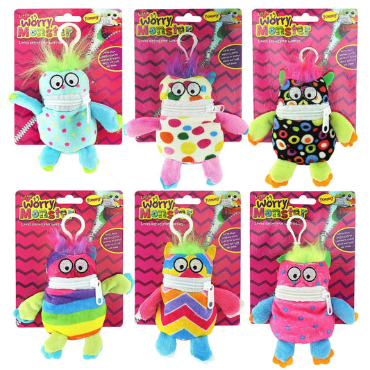 Small Worry Monster Plush Cuddly Zip Up Mouth Kids Travel Toy - Home Inspired Gifts