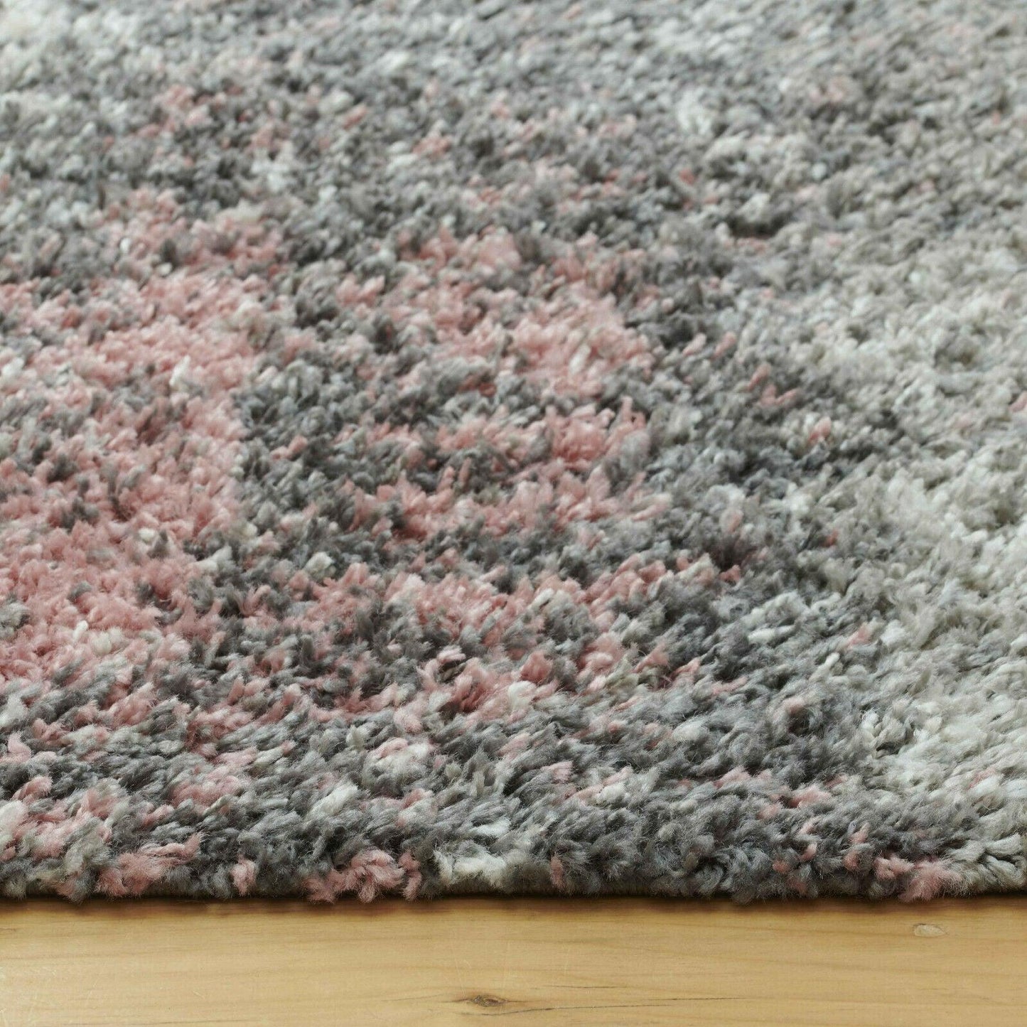 Soft Blush Pink Grey Textured Shaggy Area Floor Rug Runner - Home Inspired Gifts
