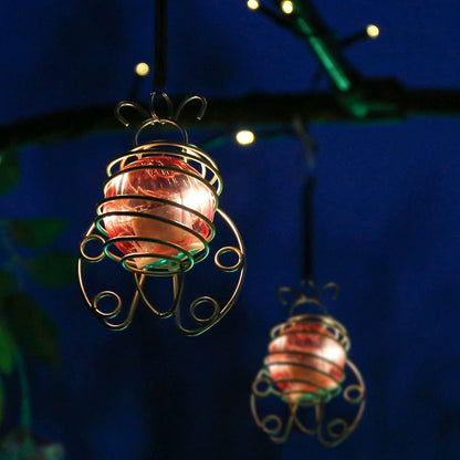 Solar LED Hanging Ladybird Lights, 2 Pack Garden Outside Lanterns - Home Inspired Gifts