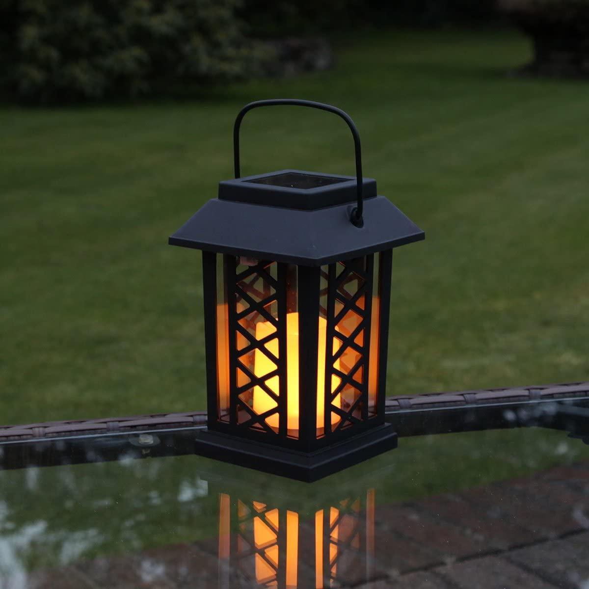 Solar Powered Flickering LED Candle Trellis Garden Lantern, 17.5cm - Home Inspired Gifts