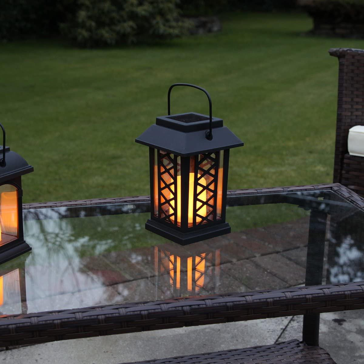 Solar Powered Flickering LED Candle Trellis Garden Lantern, 17.5cm - Home Inspired Gifts