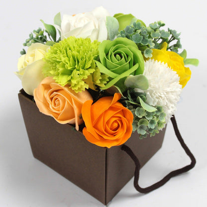 Soap Flower Bouquet in Rope Handle Box - Spring Flowers - Home Inspired Gifts