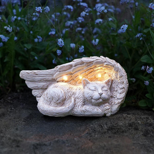 Stone Effect LED Solar Sleeping Angel Cat Memorial Light - Home Inspired Gifts