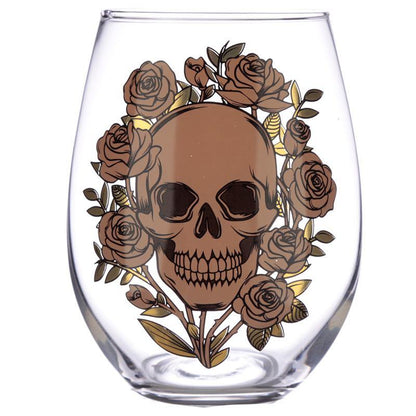 Skulls & Roses Glass Tumbler Set of 2 - Bar Home Party - Kporium Home & Garden