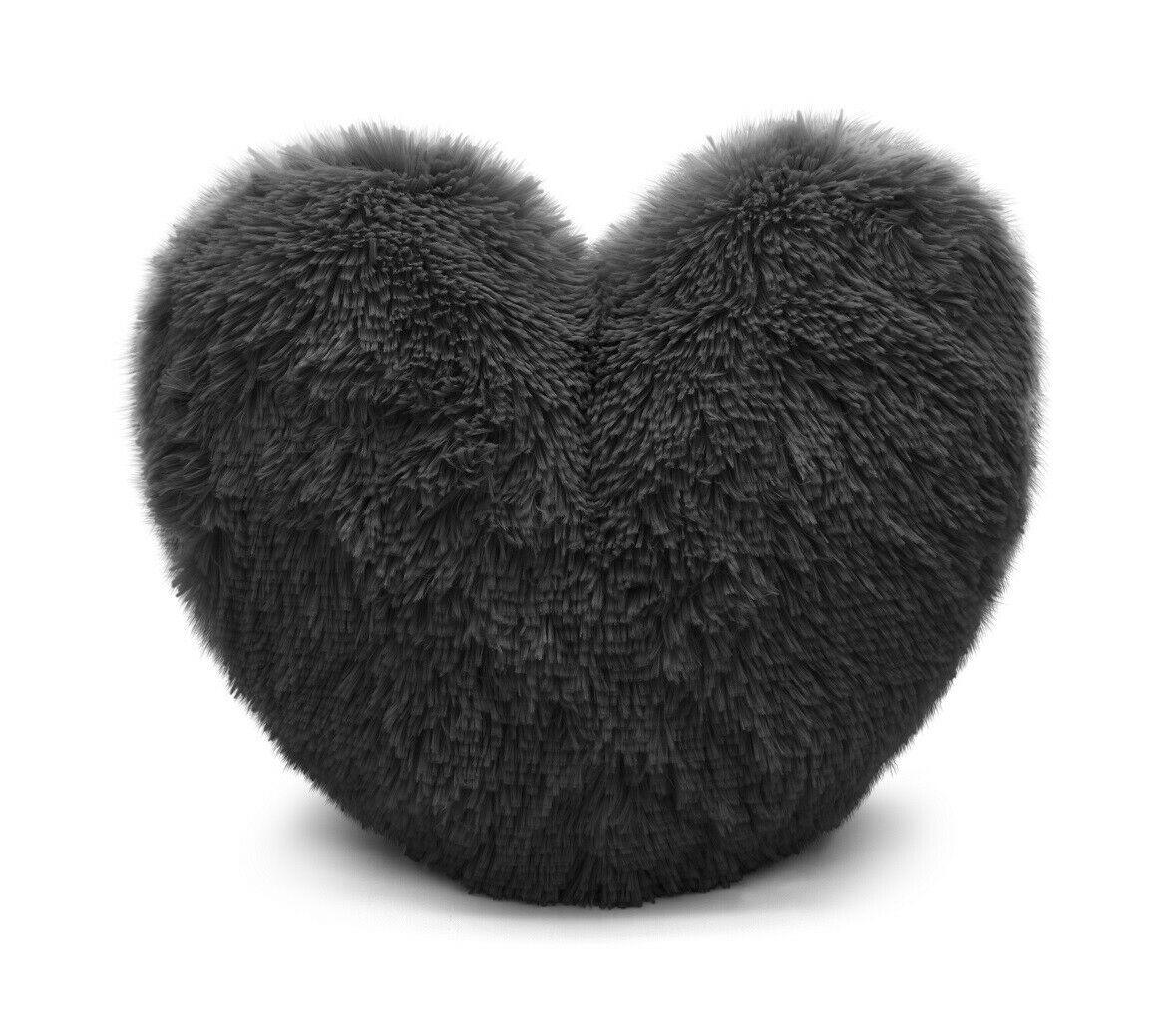Teddy Bear Fleece Heart Shape Filled Fluffy Cushion 38cm - 11 Colours - Home Inspired Gifts