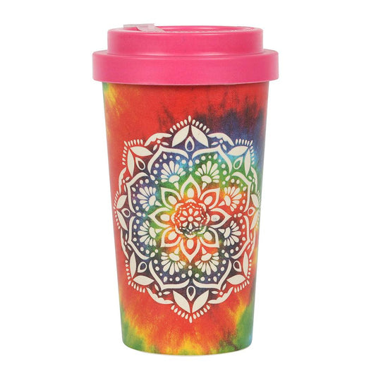 Tie Dye Mandala Bamboo Eco Travel Mug Cup 400ml - Home Inspired Gifts