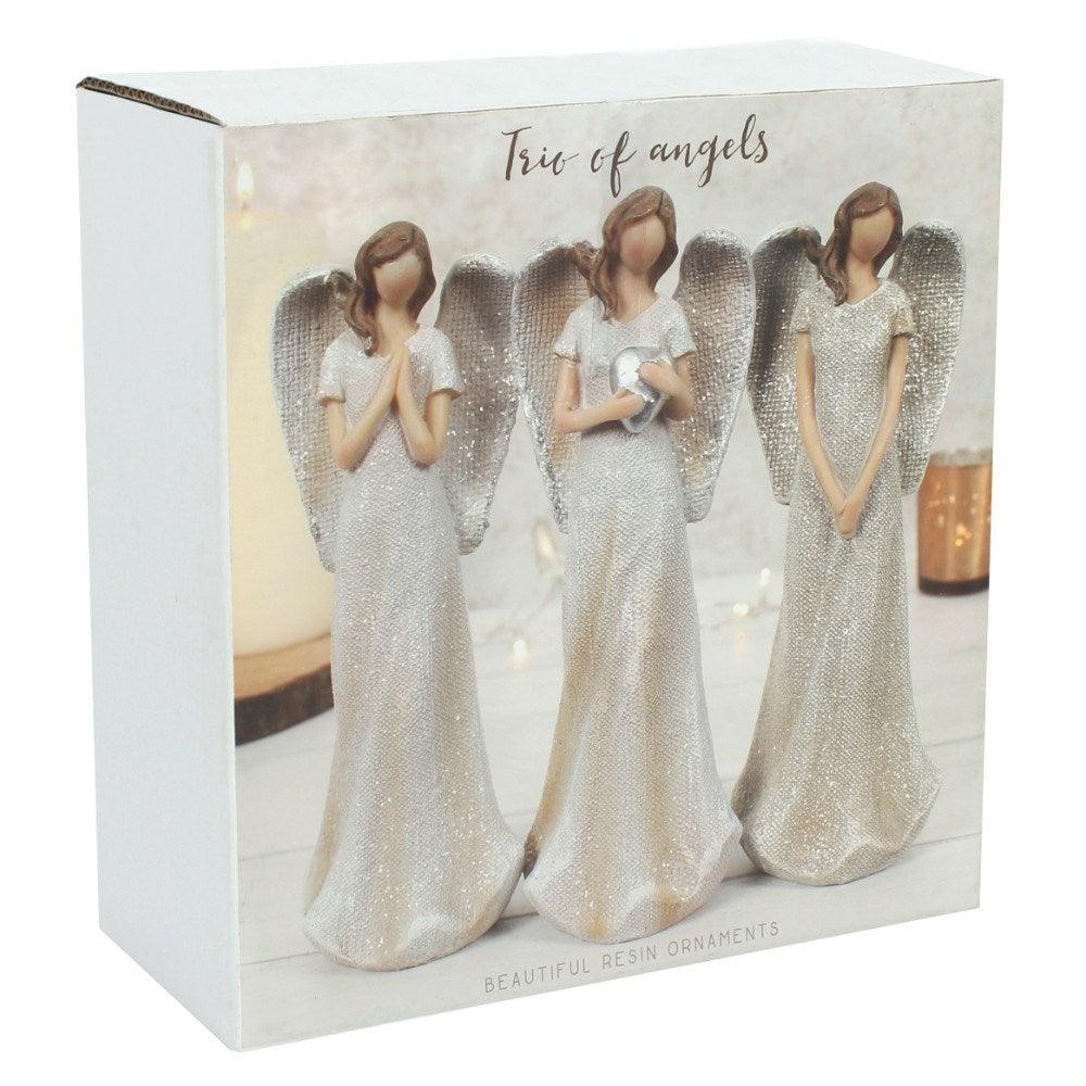Trio of Small Glitter Angels Ornaments Decorative Gifts - Home Inspired Gifts