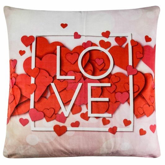 Velvet Love Word Hearts Square Cushion Covers 45cm - Home Inspired Gifts