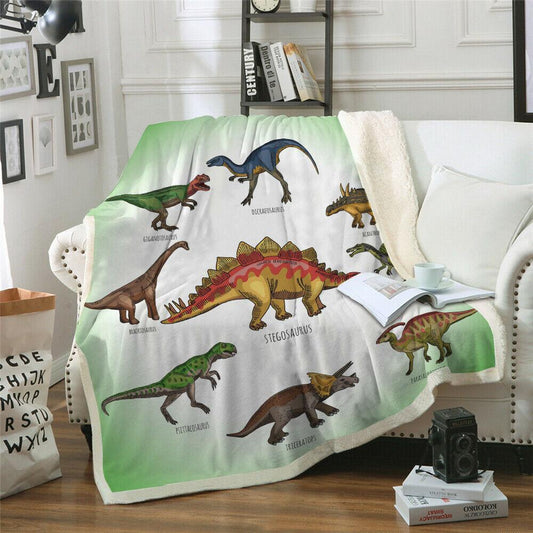 Warm Soft Fleece Blanket Throw - Multi Dinosaur Design - Home Inspired Gifts