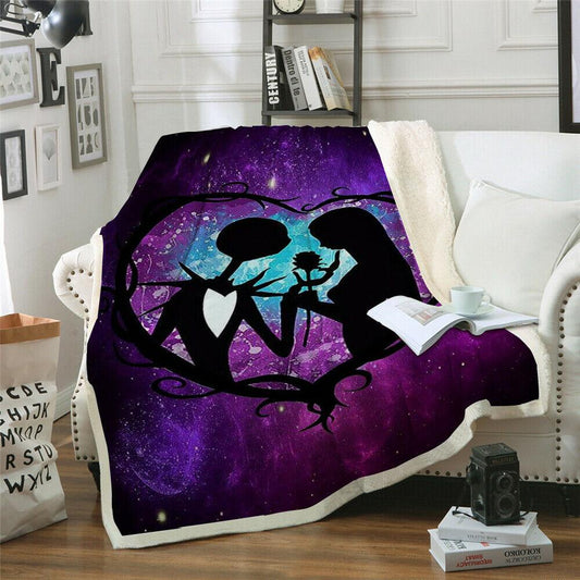 Warm Soft Fleece Blanket Throw - Nightmare Before Christmas Silhouette - Home Inspired Gifts