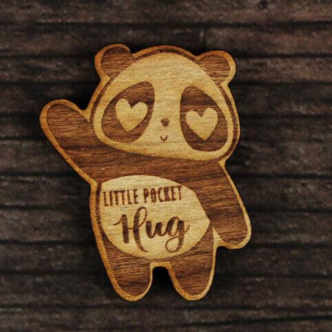 Personalised Wooden Animal Pocket Hug Gift On Message Card - Various Designs - Home Inspired Gifts