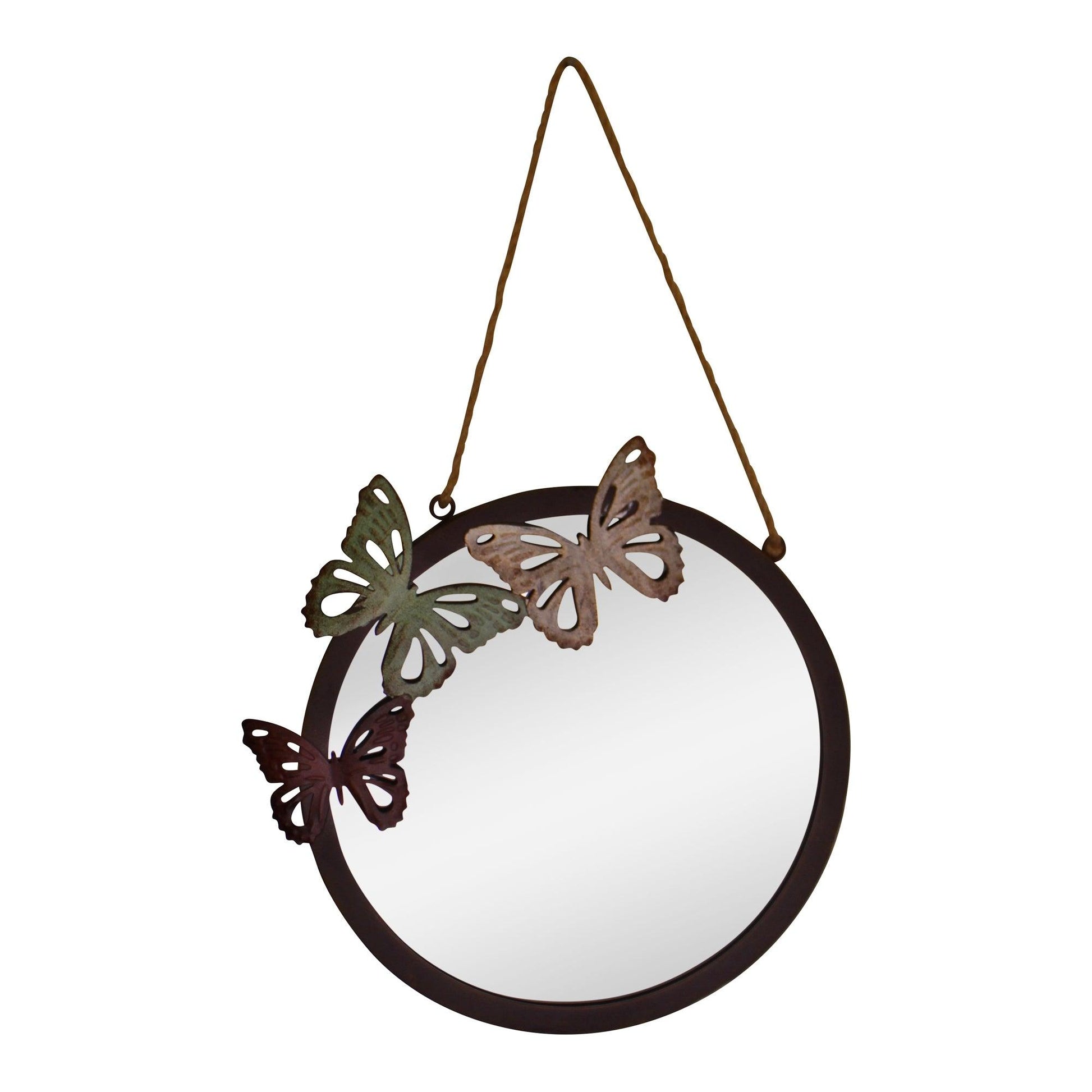 Circular Garden Mirror, Butterfly Design, 33cm - Home Inspired Gifts