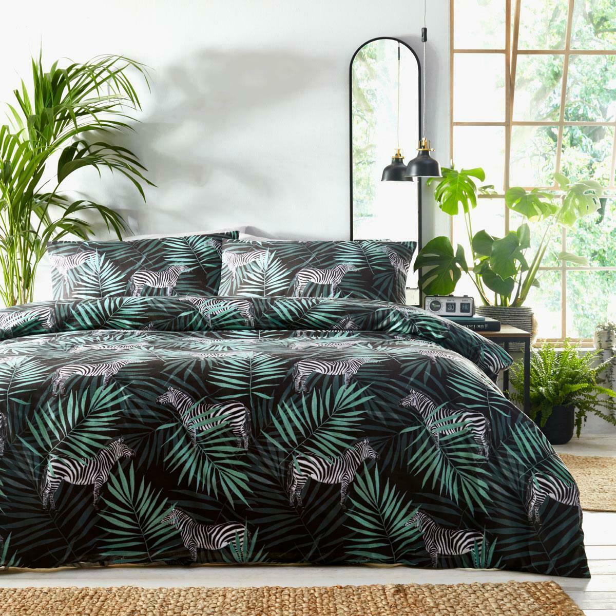 Zebra Jungle Palm Leaf Print Duvet Cover Reversible Bedding - Home Inspired Gifts