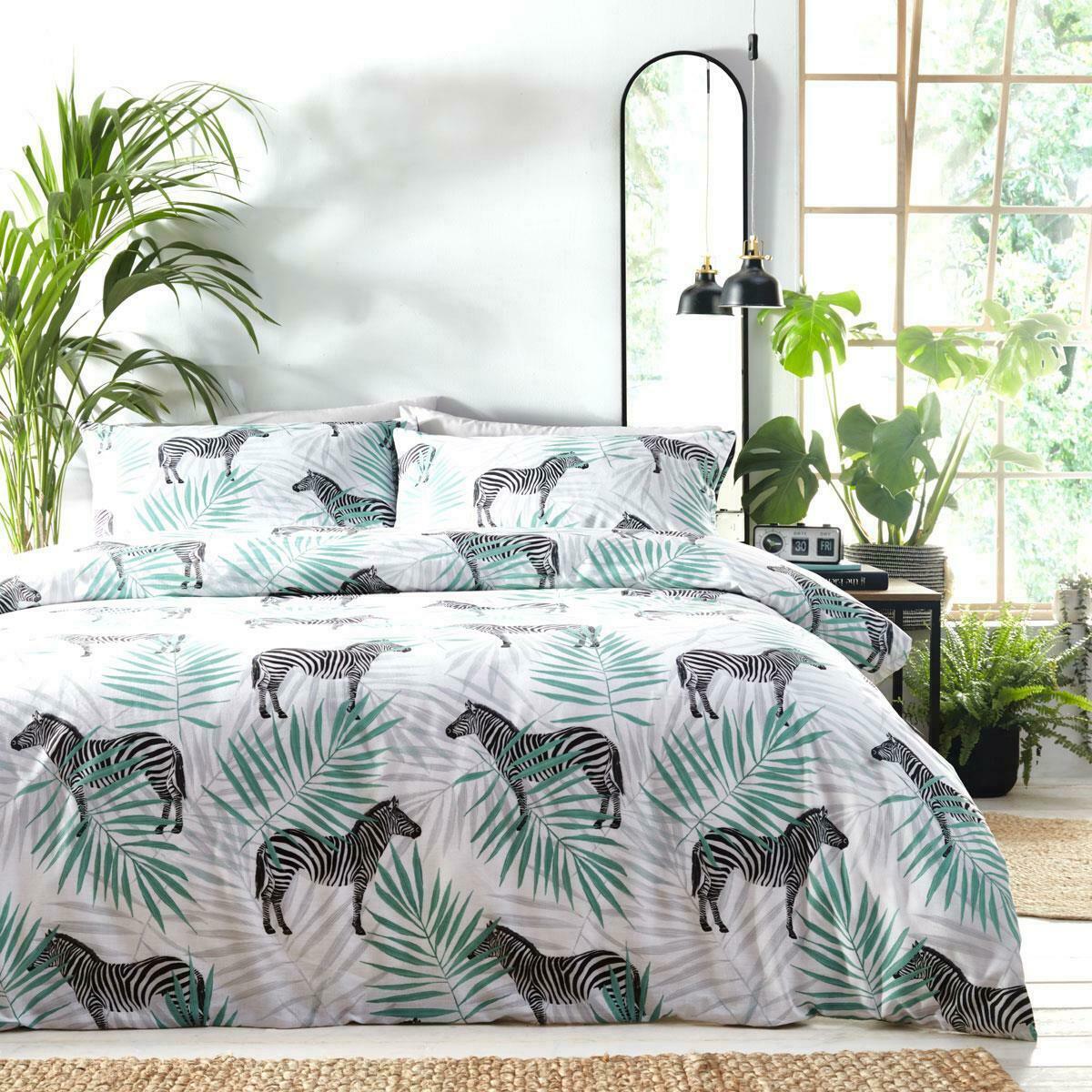 Zebra Jungle Palm Leaf Print Duvet Cover Reversible Bedding - Home Inspired Gifts